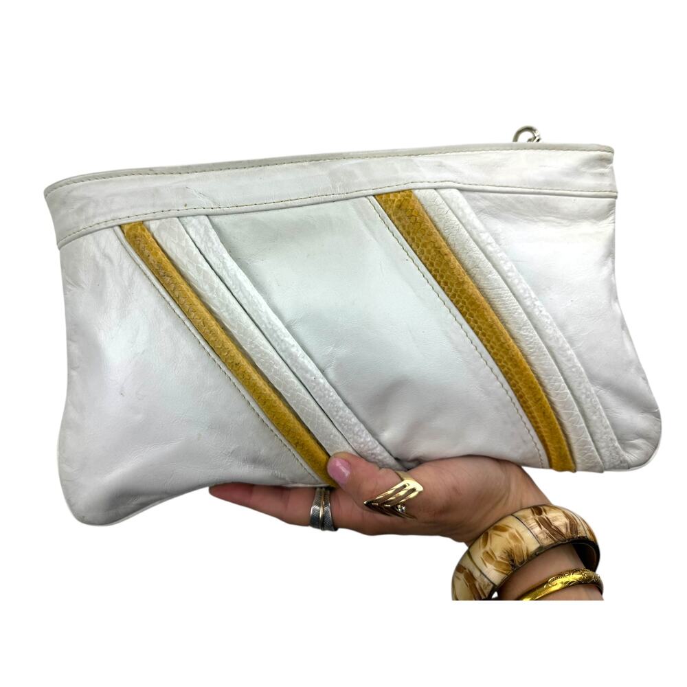 1960's SAN MARCO genuine white leather with snakeskin trim purse - Picture 7 of 7